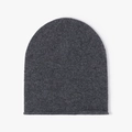 Dark grey merino wool knitted beanie with soft texture and natural rolled edge design - Dark Gray