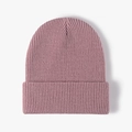 Thick ribbed knit beanie in light mauve pink, cozy warm winter hat for outdoors - Cherry Pink