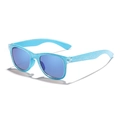 Lunettes de soleil enfant carrées bleu ciel pailleté avec verres miroirs bleus réfléchissants - Bleu Pailleté Verres Miroir Bleus