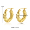 18K gold plated stainless steel textured hoop earrings with dimensions and weight data - Scale Textured Hoop Style (GR0109)