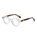 Polygonale Brille mit transparentem Rahmen und Bügeln in Schildpatt-Optik für draußen - Transparenter Weißer Rahmen Schildpatt-Bügel Blaulichtfilter C7