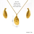 Parure de bijoux en acier inoxydable plaqué or 18K avec collier et boucles géométriques - Parure Pendentif Creux Irrégulier (ZS1535G)