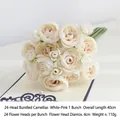 Artificial white-pink camellia bundle with 24 flower heads for home wedding decor - White Pink