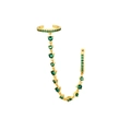 Elegante orecchino a catena con polsino dorato e zirconi cubici verde smeraldo lucido - Stile Oro Smeraldo(JQH0319-GG-3-SI)