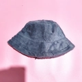 Winter dark grey plush bucket hat in soft faux fur material on a pink background - 56-58cm / Dark Gray