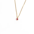 Elegant 18K gold-plated necklace featuring a vibrant red round-cut zircon heart pendant - July-Red