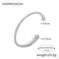 Minimalist silver-toned titanium steel cuff bangle featuring 6cm inner diameter dimensions - Minimalist Open Style (Z090) / Silver