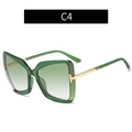 Oversized butterfly sunglasses in transparent green with T-accent and gold metal temples - Transparent Green / Green Gradient Lens