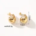 Detail view of gold hollow hoop earrings with size measurements on white background - KC-E17 Gold Chunky Bold