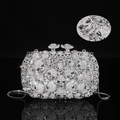 Silver skull rhinestone evening clutch bag with luxury metal chain for gala events - 15x10 Small Skull Silver