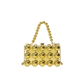 Glossy gold acrylic sphere crossbody evening bag with chic bead handle and chain strap - Gold