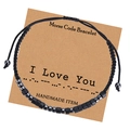 Bracciale fatto a mano in codice Morse con messaggio I Love You su carta regalo - Bracciale Codice Morse I Love You / Nero