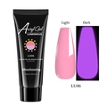 Luminous poly nail extension gel in pink shade with purple glow effect in dark - Luminous Pink to Purple (LU06)