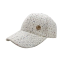 Elegante weiße Tweed-Baseballkappe für Damen mit goldener R-Logo-Metallschnalle - Einheitsgröße / Weiß