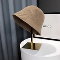 Elegant khaki knitted bucket hat with hollow crochet pattern and stylish bell shape - Honeycomb Khaki