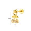 Micro-pave cubic zirconia cherry stud earring in gold finish with 0.9x0.6cm dimensions - Cherry (2635-3) / Gold