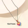 Rainbow gradient heart pendant necklace in 18k plated stainless steel, 12x11mm size - Smooth Mini Heart / 12x11mm / Rainbow