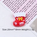 Red Christmas stocking resin DIY accessory with snowflake pattern and golden bow detail - Christmas Sock