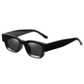 Gafas de sol polarizadas con montura cuadrada negra y patillas anchas estilo moderno - Montura Negra Todo Lente Gris Polarizado
