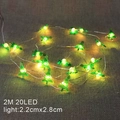 2M 20LED warm light string featuring green Christmas tree pendants on linen fabric - Christmas Tree/2M 20LED