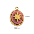 Ciondolo ovale in oro con pietra di marmo rosa e stella, misura 15mm per 10,5mm - Rodonite