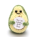 Handmade knitted avocado doll with You've totally guac this message card - Avocado Wormwood Green Y Card