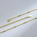 Golden S925 sterling silver thin chain necklace with small beads and lobster clasp - 2mm Bead Cable Chain / Gold
