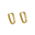 Minimalist S925 sterling silver rectangular gold hoop earrings with polished finish - 925 Silver / Gold Plated