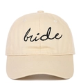 Dettaglio dell'elegante ricamo nero bride su un cappellino in cotone beige - Regolabile / Beige