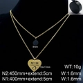 Double-layer 18K gold-plated heart necklace with MOM I LOVE YOU engraving on a black bust - Gold (KN109777-KFC)