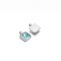 Square metal charm with round blue zircon gemstone for DIY jewelry making - 6mm / Square Steel Blue