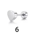 Minimalist silver heart-shaped stainless steel stud earring with screw back design - Solid Heart & Round Plate Style / 1 Piece / Steel