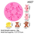 Moule en silicone rose à 6 trous pour biscuits et chocolats en forme d'ours - 2# A927 / Rose