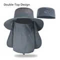 Chapeau de soleil gris foncé avec double couronne et protège-nuque amovible - Gris foncé