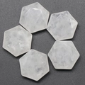 Five hexagonal translucent white natural crystal star stones with faceted cut surfaces - White Crystal