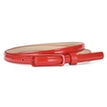Slim red patent leather waist belt with matching rectangular pin buckle for women - Red