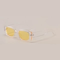 Retro square sunglasses with transparent frames and vibrant yellow lenses in 45-degree view - Transparent / Yellow Lens