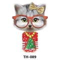 Waterproof temporary tattoo sticker TH-089 featuring a Christmas cat with red glasses - Th-089 / 210*148mm