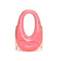 Pink acrylic candy-colored evening clutch bag with fine metal chain strap for women - Pink
