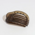 Brown amber-textured large claw hair clip with curved translucent leopard style resin - Translucent Grey