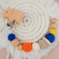 Handmade baby pacifier clip with beech wood elephant and colorful crochet beads - Single Elephant Pacifier Chain