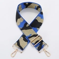 Tracolla regolabile con trama jacquard blu nero oro e moschettoni dorati - No. 222 Camo Blu Nero Oro - Gancio Dorato
