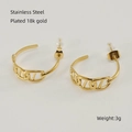 Holle geometrische kettingoorbellen van 18k verguld roestvrij staal voor dames - Schakelkettingstijl (137-1)
