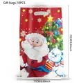 Set of 10 Christmas gift bags with Santa Claus and tree motifs, 17x25cm size - White Background Santa Cartoon Style (Style 06) / 10 Pieces Pack