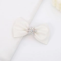 Sparkly white glitter hair bow with silver snowflake centerpiece for Christmas - Finished Bow Knots White 5 Pcs / White