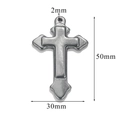 Silver vintage cross pendant measuring 50mm by 30mm with a 2mm hole diameter - Style Z2305S14