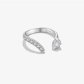 Anillo de serpiente ajustable de plata de ley S925 con circonitas de corte de pera fina - Abierto Ajustable / Platino