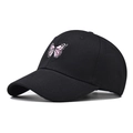 Berretto da baseball classico in cotone nero con elegante ricamo di farfalla viola - Regolabile / Nero Farfalla