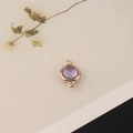 Macro detail of round purple crystal pendant with gold double rings for jewelry making - 1 Piece / Light Purple
