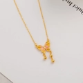 Titanium steel necklace with pink and yellow gradient butterfly pendant in gold finish - Dreamy Enamel Butterfly